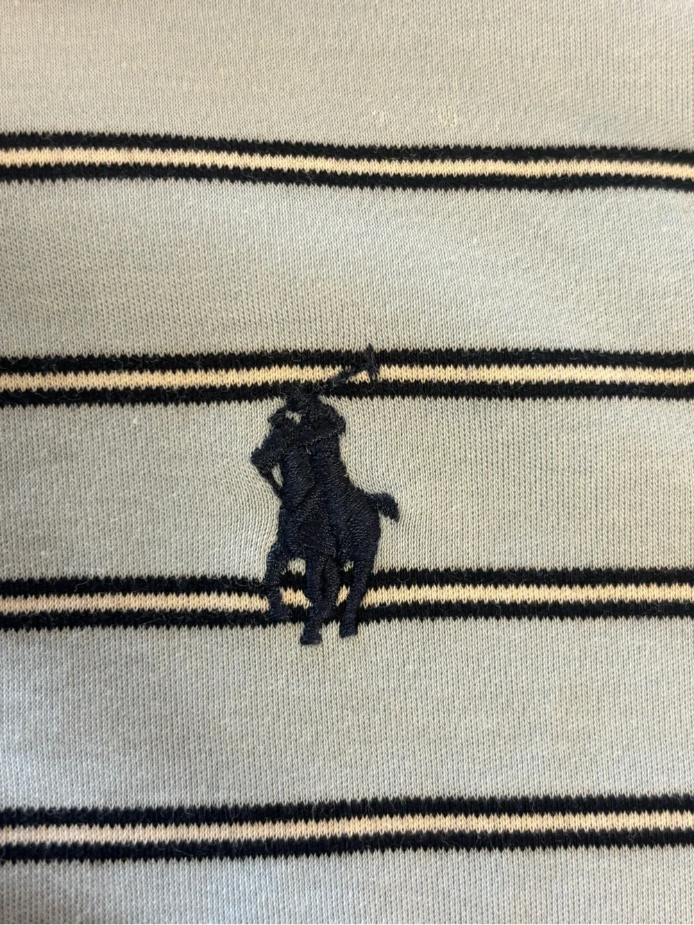 Ralph Lauren Light Blue Polo with Navy Stripes Super Soft